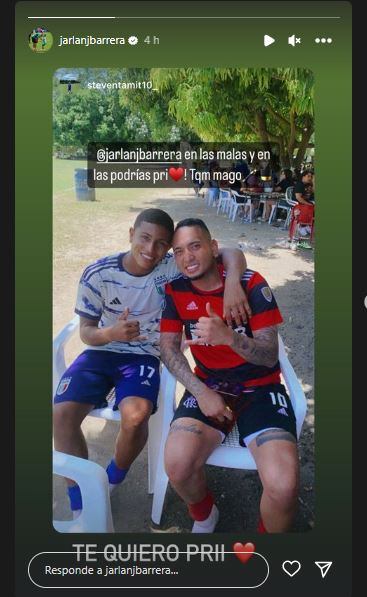 Jarlan Barrera reapareció en las redes sociales