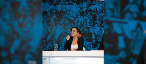 Jennifer Pedraza, representante estudiantil de la Universidad Nacional, durante una visita que hizo al edificio de SEMANA, en Bogotá