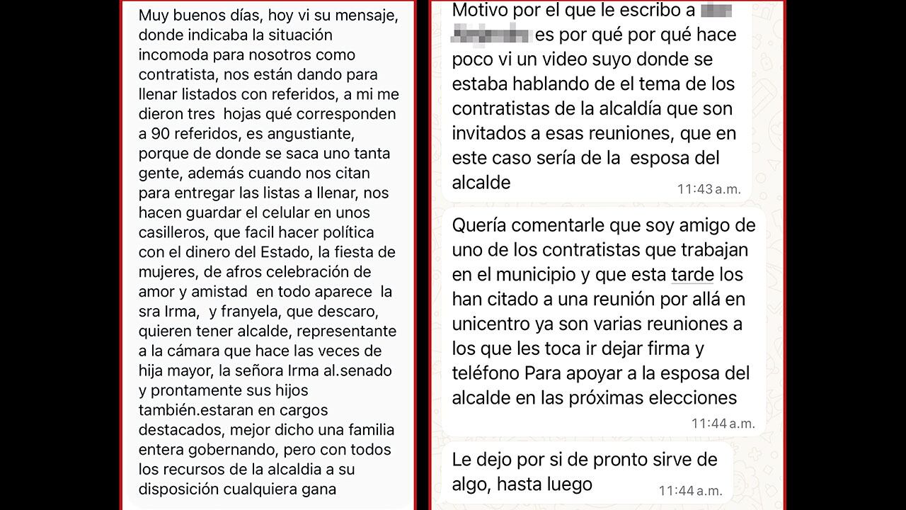 Contratistas de la Alcaldía de Pereira advierten que han recibido presiones para respaldar la candidatura al Senado de María Noreña, esposa del alcalde Mauricio Salazar.