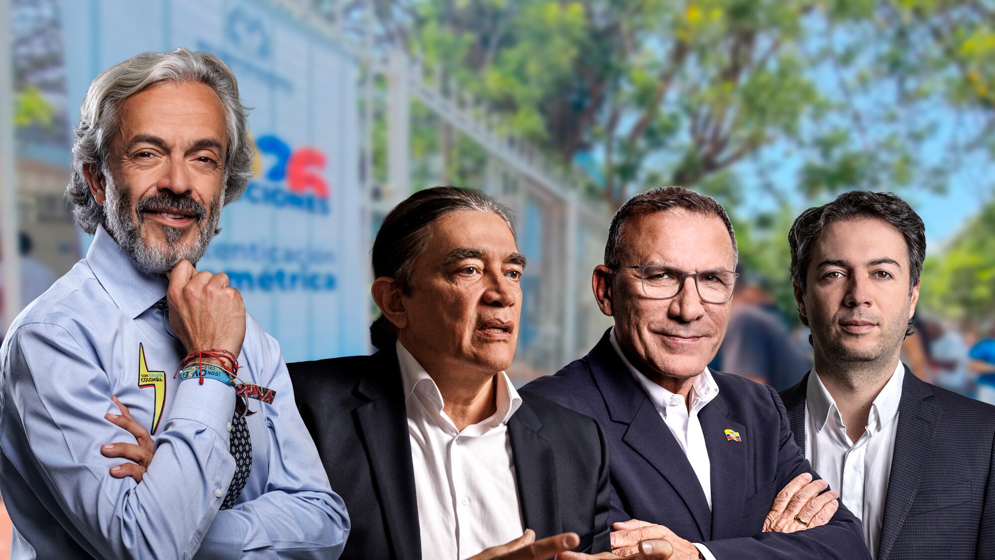 Juan Daniel Oviedo, Gustavo Bolívar, Roy Barreras y Daniel Quintero