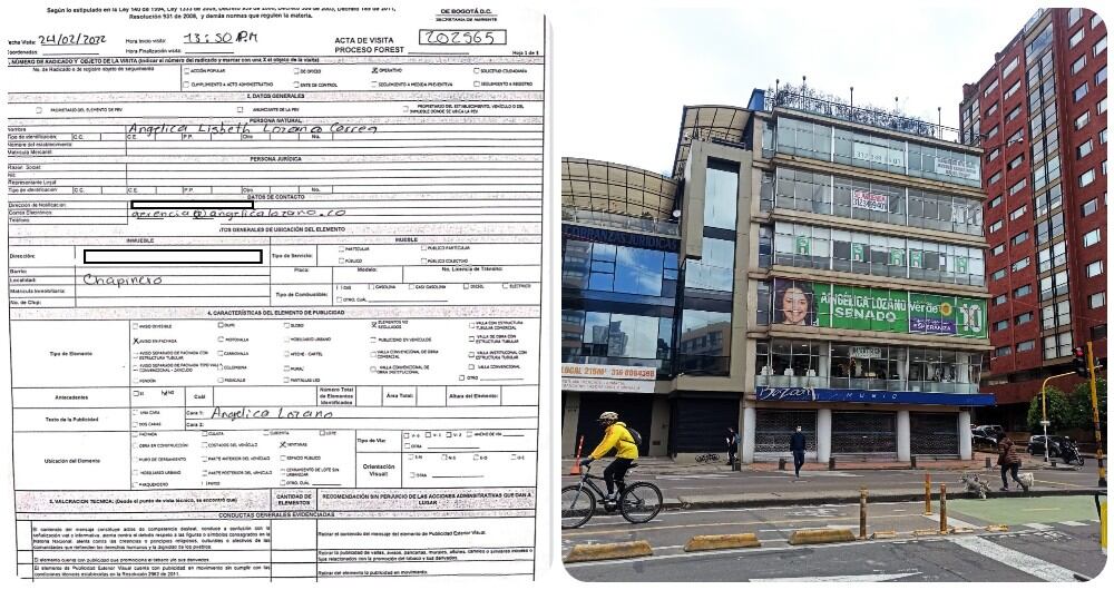 Acta de inspección a la sede de campaña de Angélica Lozano.