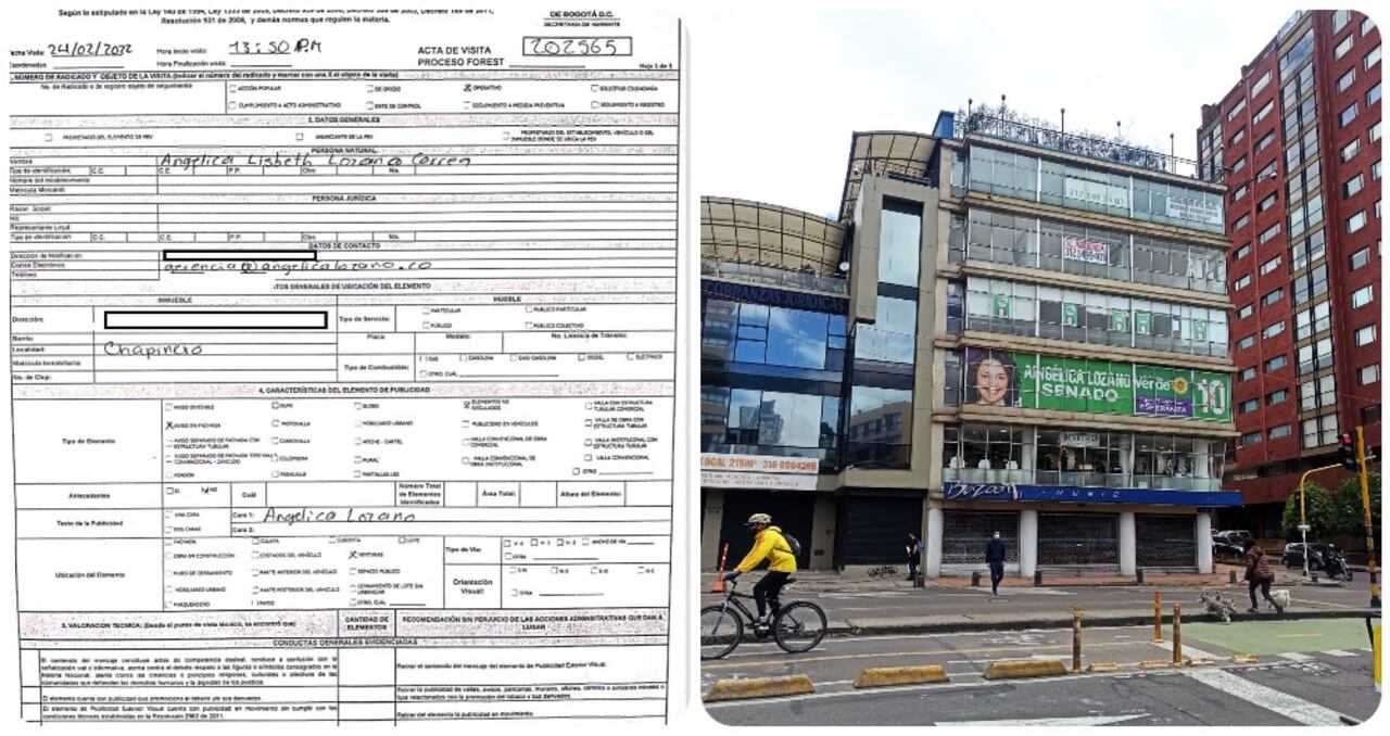 Acta de inspección a la sede de campaña de Angélica Lozano.