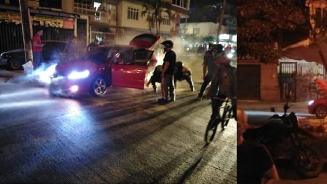 Segundos después de haberse escuchado los disparos, los residentes de la zona se percataron de que el carro se prendió en fuego.