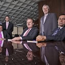 De izquierda a derecha, de pie: José Fernando Perdomo, Juan Alejandro Hernández, Claudio Javier Cogollo y Herney Portilla, miembros del Comité Ejecutivo de la Federación Colombiana de Fútbol. De izquierda a derecha, sentados: Luis Herberto Bedoya, presidente de la Federación Colombiana de Fútbol; Ramón Jesurún y Álvaro González, vicepresidentes de la Federación.