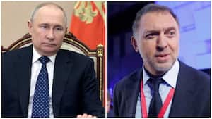 La economía de Rusia se contrajo cerca del 2,1 %. A la izquierda el presidente, Vladimir Putin, y a la derecha el oligarca ruso Oleg Deripaska.