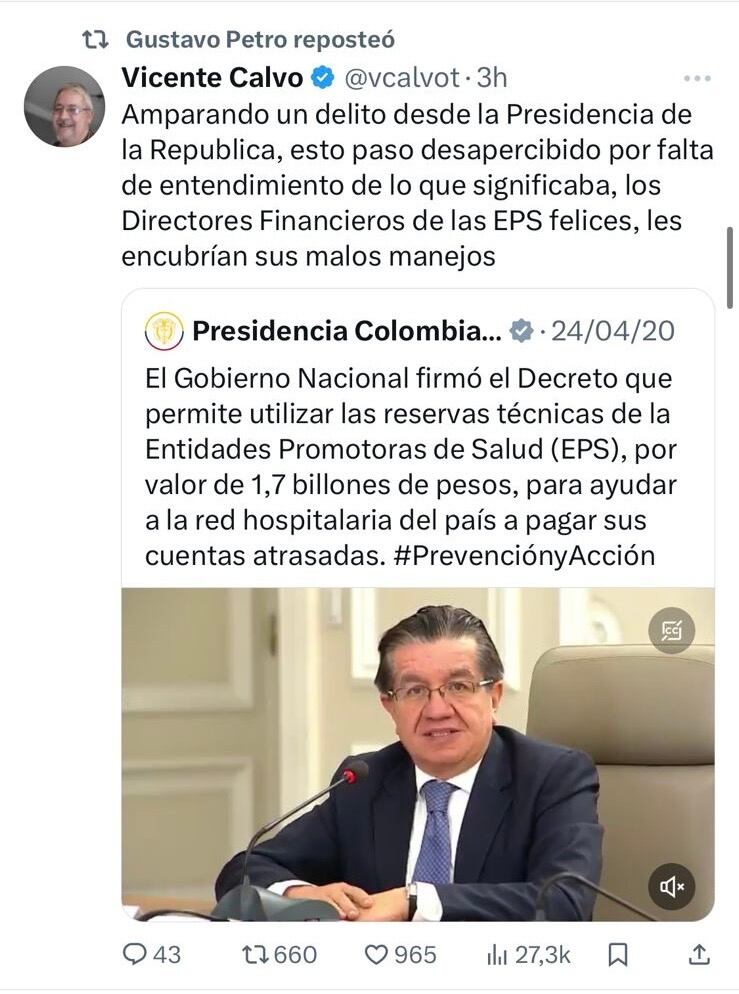 Rt del presidente Gustavo Petro