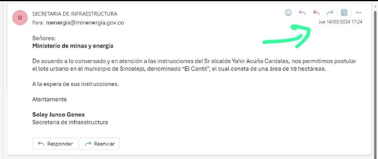 Este es el correo que envío la Alcaldía de Sincelejo al Gobierno Petro.