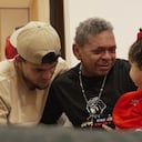 Mane Díaz, junto a su hijo Luis Díaz y su nieta, luego del recuperar la libertad.