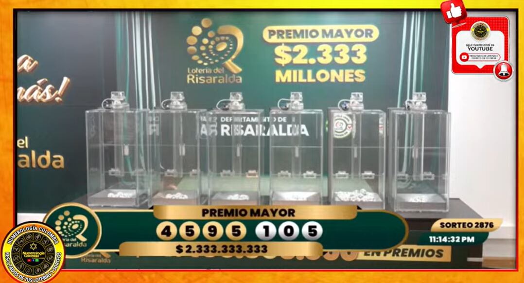 Durante la noche del 29 de noviembre, la Lotería de Risaralda celebró un nuevo sorteo.