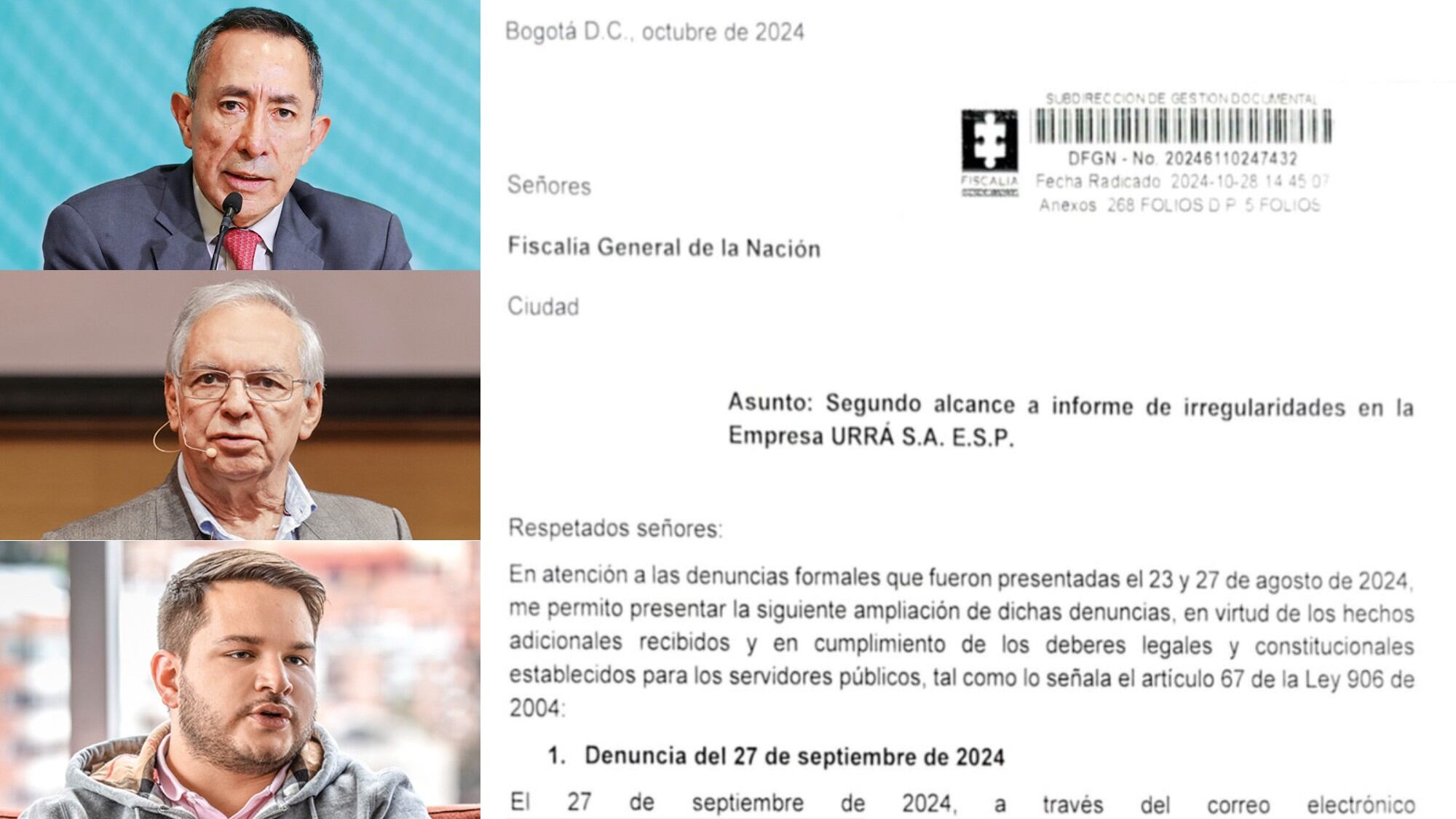Ampliación de la denuncia del exministro Ricardo Bonilla contra Ricardo Roa y Nicolás Alcocer.