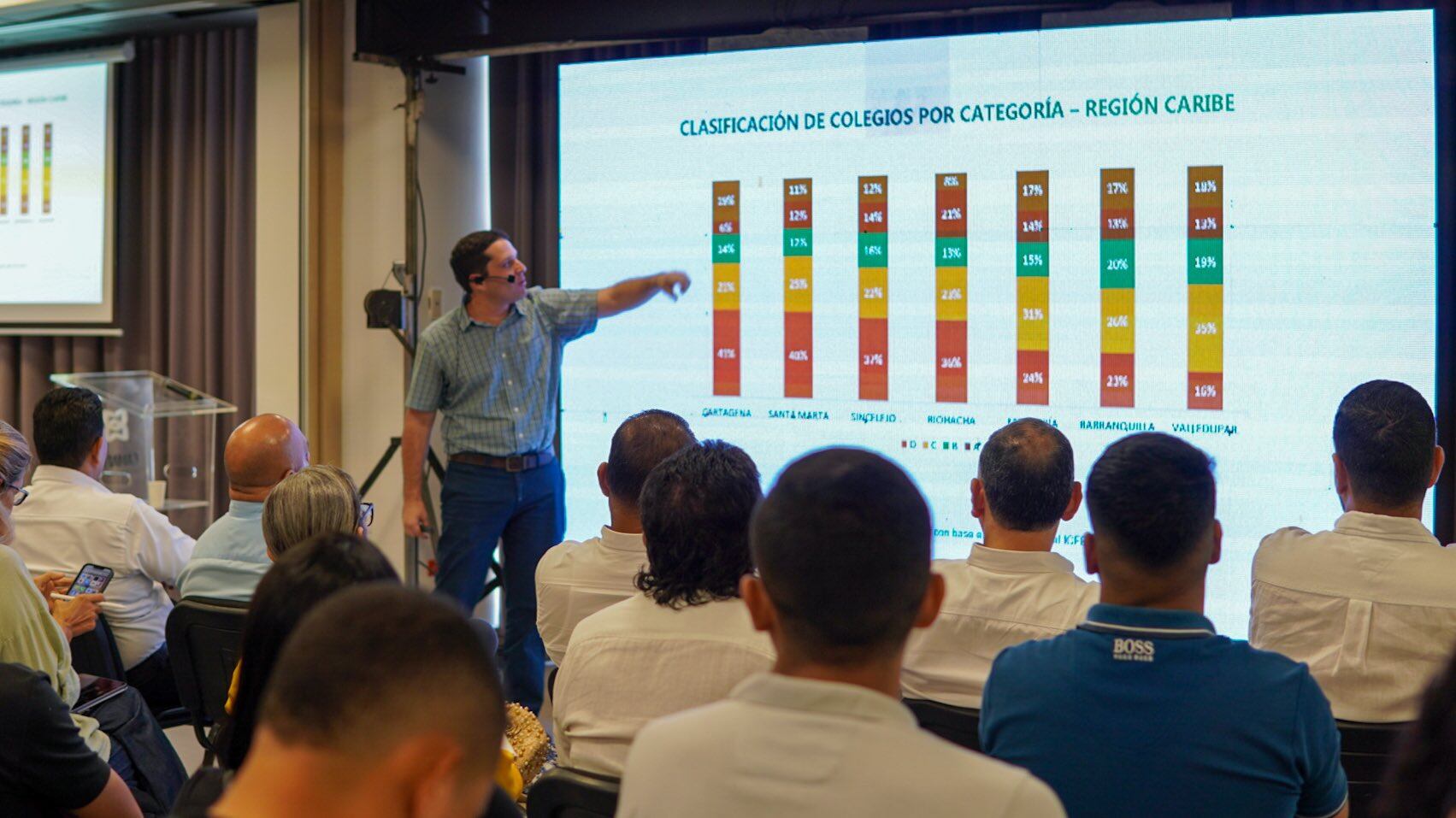 Camilo George presentando los resultados del informe