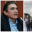 Gustavo Bolívar acompaña las manifestaciones de la primera línea en Bogotá este 28 de octubre.