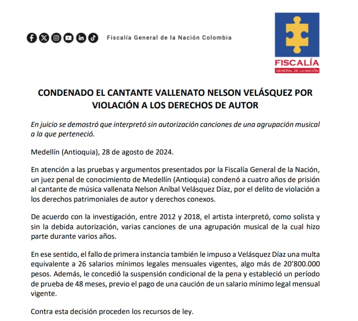 El conflicto surgió cuando López acusó a Velásquez de continuar interpretando canciones del repertorio de Los Inquietos sin la debida autorización, después de haberse separado de la agrupación.