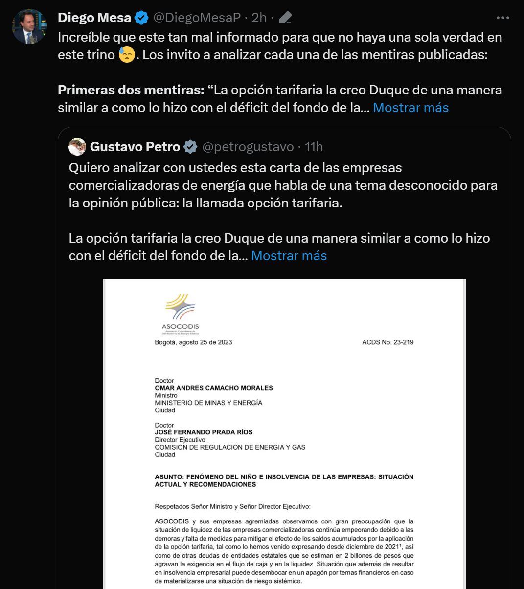 Debate Mesa - Petro sobre Energía