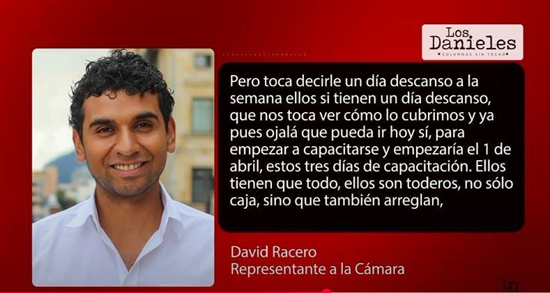 El representante a la Cámara David Racero se escucha en un audio revelado por Daniel Coronell.