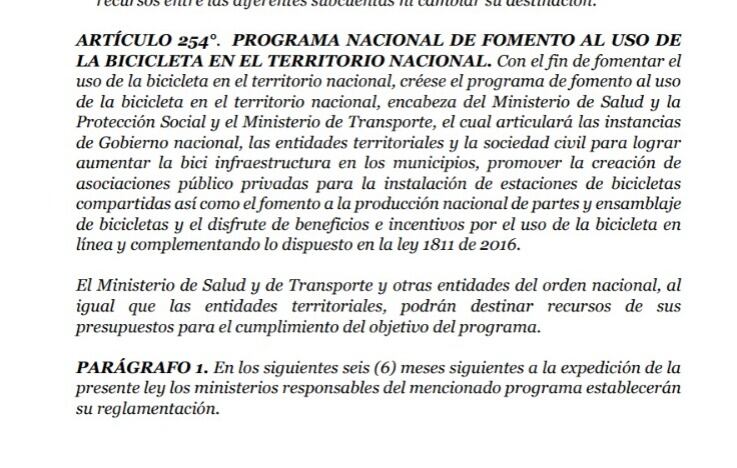 Artículo 254 del Plan Nacional de Desarrollo.