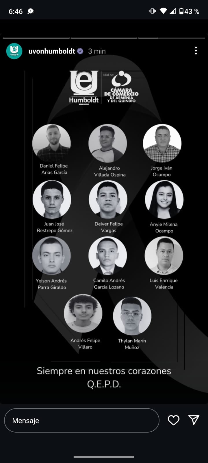 Universidad Von Humboldt de Armenia se pronunció frente a accidente en el que se vieron involucrados varios de sus estudiantes.