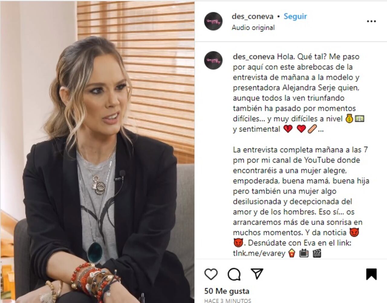 Alejandra Serje, invitada al programa 'Desnúdate con Eva'