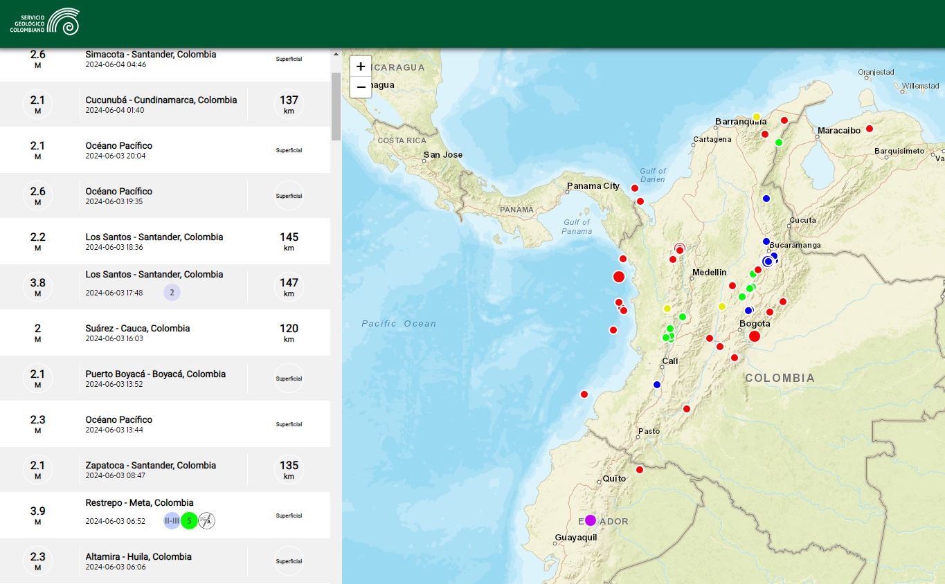 La mayoría de sismos que se registran en Colombia ocurren en la región Pacífica y Santander.