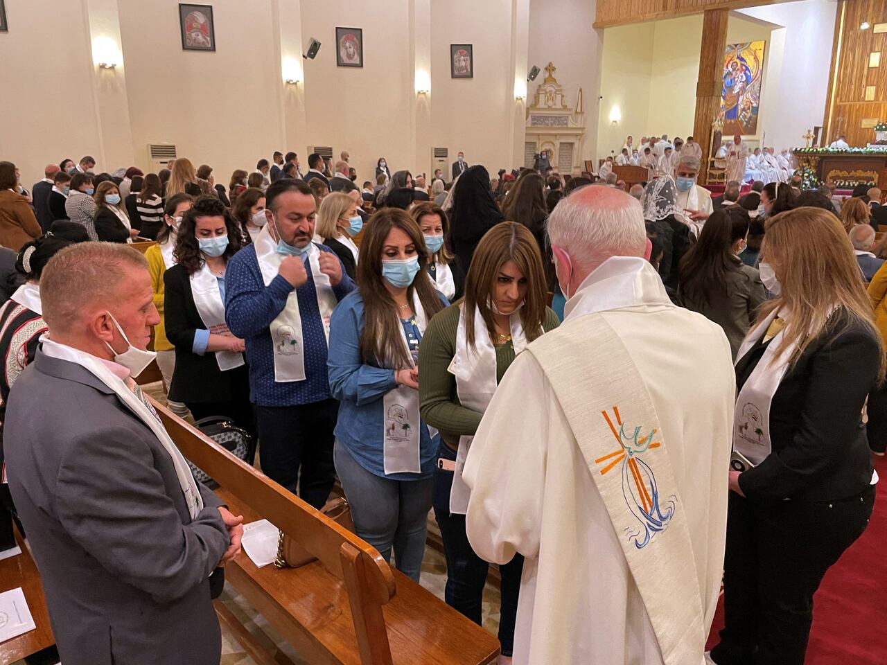 El papa Francisco en la Catedral de San José de Bagdad en el segundo día de la primera visita papal a Irak. 06/03/2021