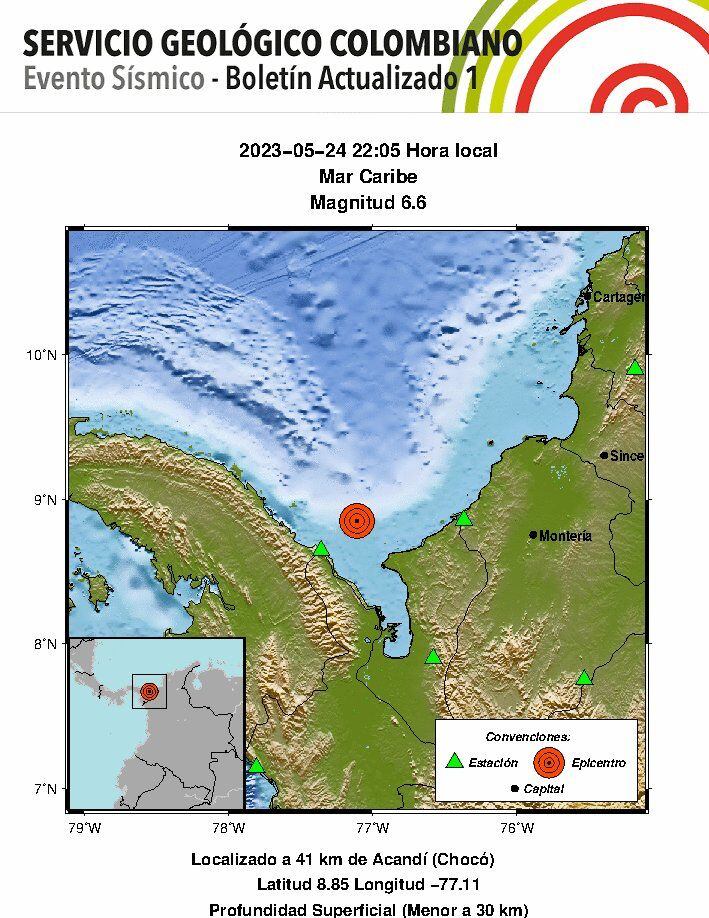Temblor en el mar Caribe.