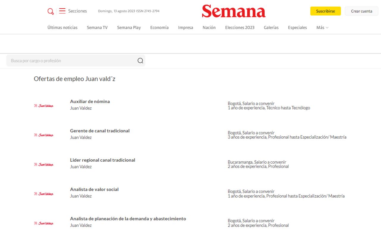 Las ofertas de empleo en Semana.com