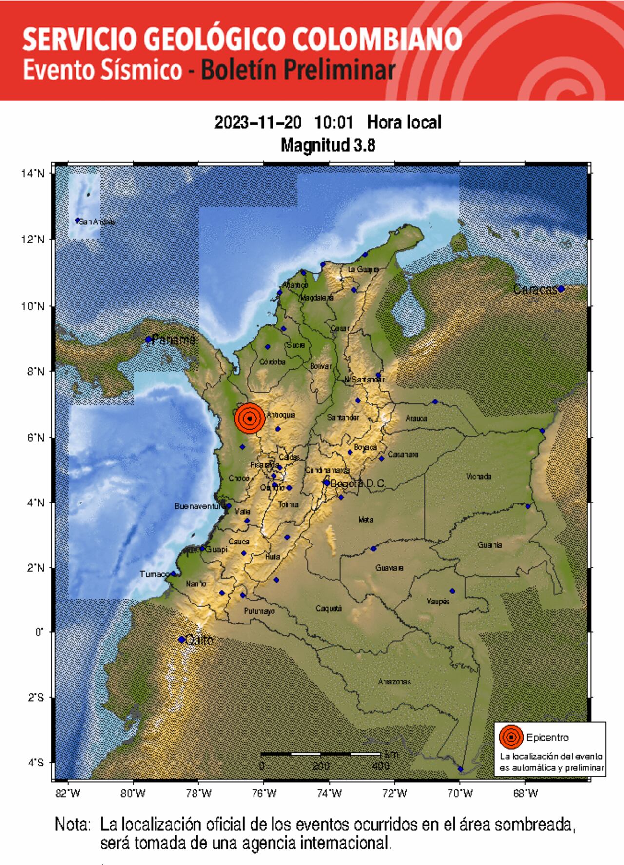 Temblor en Frontino - Antioquia.