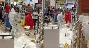 El incidente con la pintura atrajo a varios curiosos.