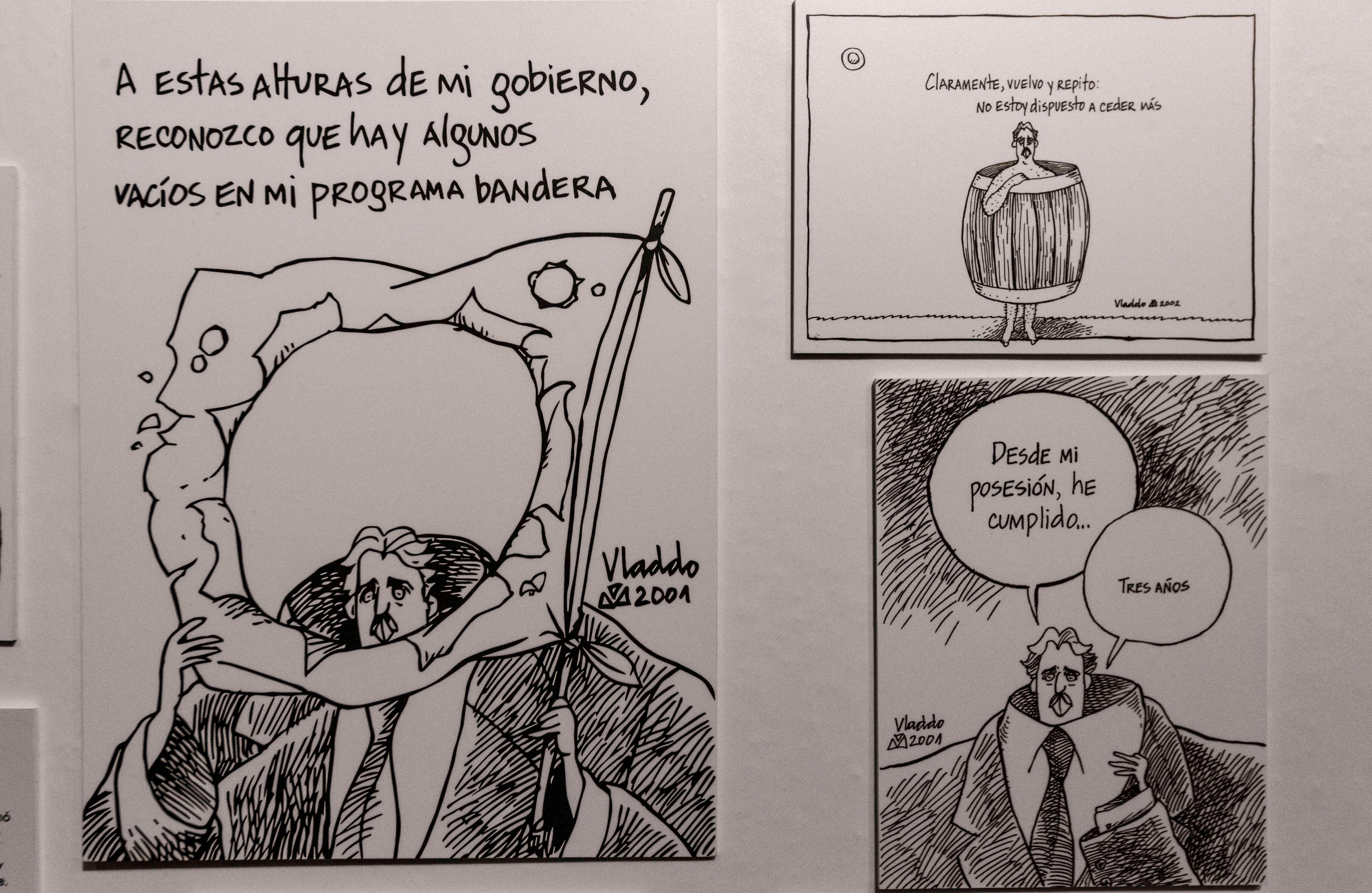 Vladdo ha sido crítico de todos los presidentes que le han tocado durante su carrera. Aquí tres ilustraciones de la época de Andrés Pastrana, presidente entre 1998 y 2002. FOTO: Mauricio Flórez