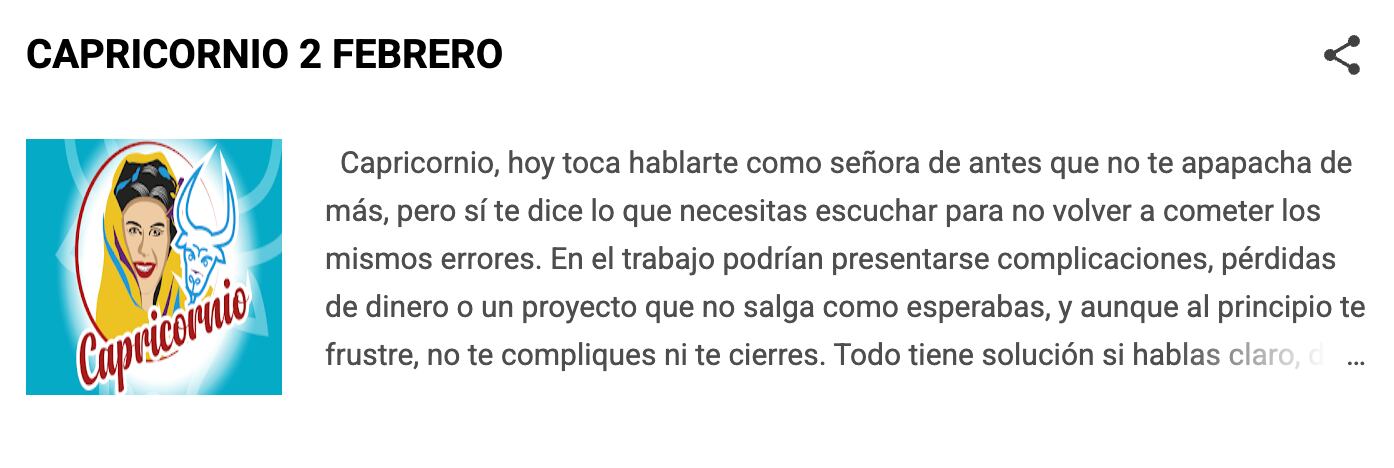 Horóscopo de Nana Calistar hoy para Capricornio