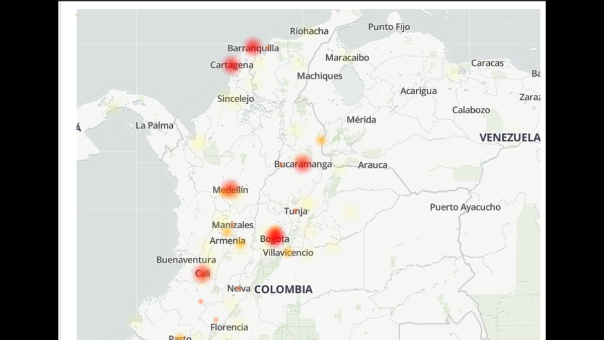 Mapa fallas Facebook e Instagram de Downdetector.