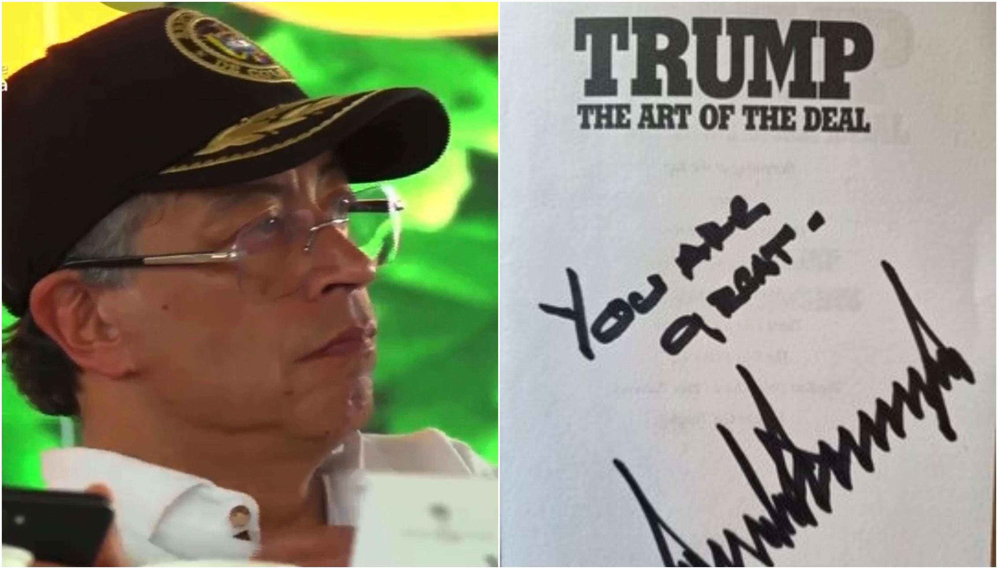 Gustavo Petro y dedicatoria que le hizo Donald Trump