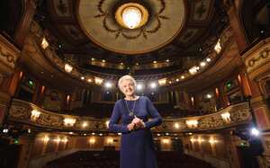 Actress Dame Angela Lansbury onstage during a photocall at the Gielgud Theatre, in central London, where she will play the role of Madam Arcati in a new production of 'Blithe Spirit', her first West End role in almost 40 years. (Photo by Dominic Lipinski/PA Images via Getty Images)