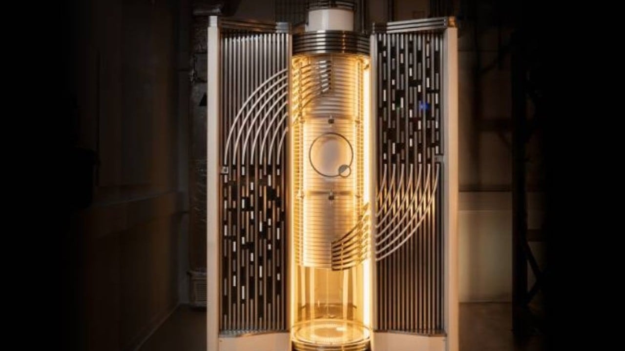 Imagen del nuevo computador cuántico de pila completa fabricado con chips de silicio.