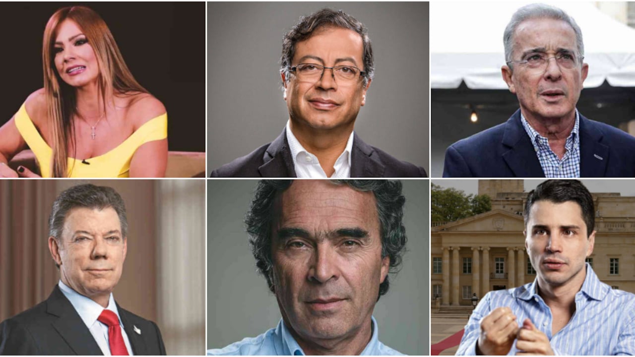 Esperanza Gómez, Gustavo Petro, Álvaro Uribe, Juan Manuel Santos, Sergio Fajardo y Tomás Uribe