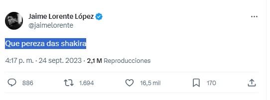 El actor arremetió contra Shakira