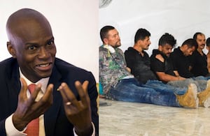 Jovenel Moïse, presidente de Haití asesinado en 2021, y los militares colombianos detenidos por su presunta participación en el crimen.