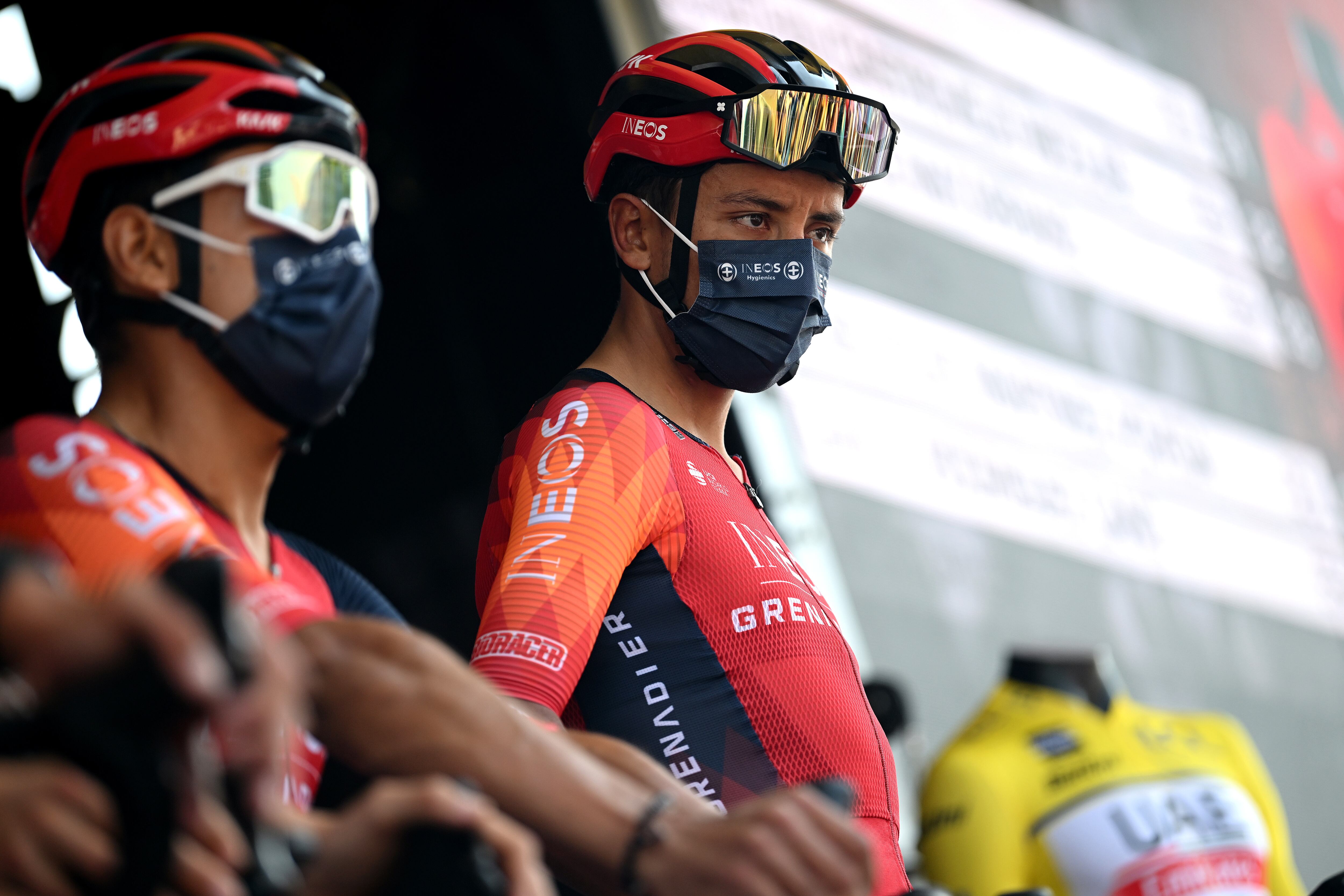 CORMORANCHE-SUR-SAÔNE - JUNE 08: Egan Bernal of Colombia and Team INEOS Grenadiers prior to the 75th Criterium du Dauphine 2023, Stage 5 a 191.1km stage from Cormoranche-sur-Saône to Salins-les-Bains / #UCIWT / on June 08, 2023 in Cormoranche-sur-Saône, France. (Photo by Dario Belingheri/Getty Images)