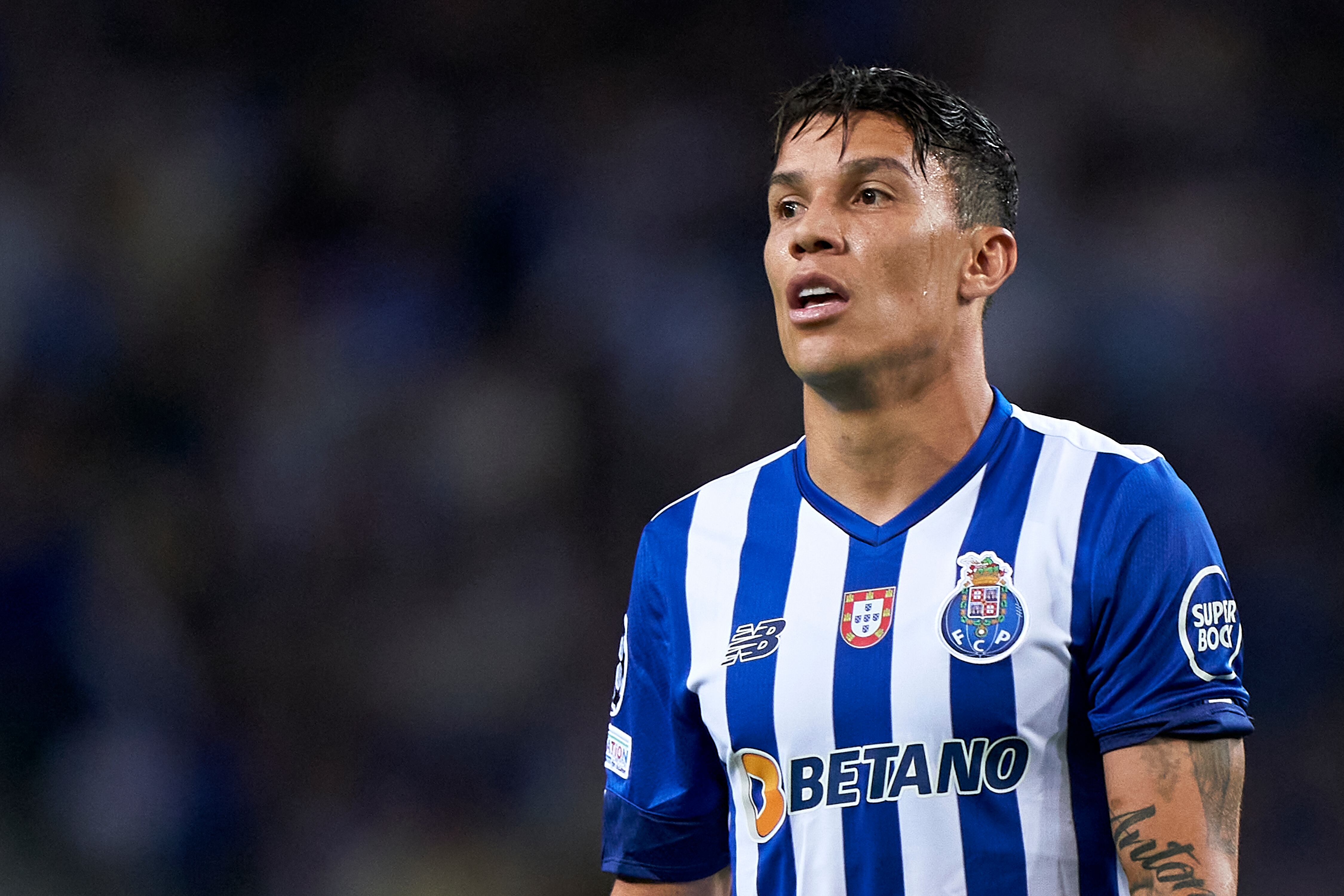 PORTO, PORTUGAL - OCTOBER 04:  Mateus Uribe of FC Porto looks on during the UEFA Champions League group B match between FC Porto and Bayer 04 Leverkusen at Estadio do Dragao on October 04, 2022 in Porto, Portugal. (Photo by Jose Manuel Alvarez/Quality Sport Images/Getty Images)