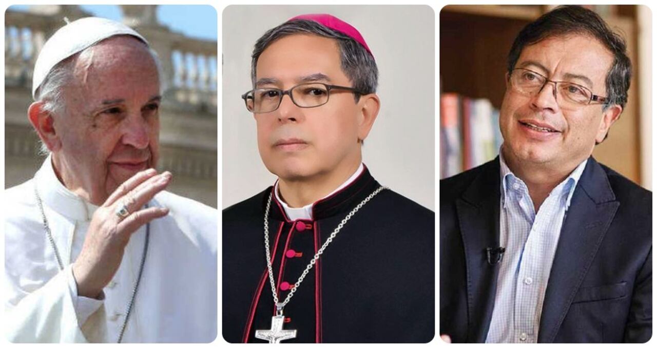 El Papa Francisco, monseñor Luis José Rueda Aparicio y Gustavo Petro.