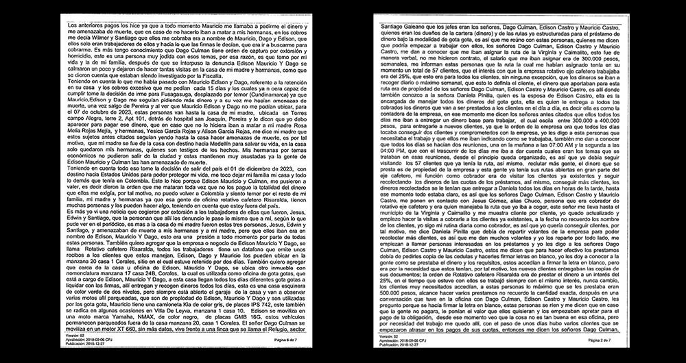    La confesión es abrumadora. Describe cómo funciona el “retaque”, la forma violenta con la que cobran a sus deudores en mora.