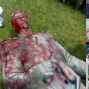 Manifestantes derribaron la estatua de Francisco de Paula Santander en el centro de Popayán, Cauca.