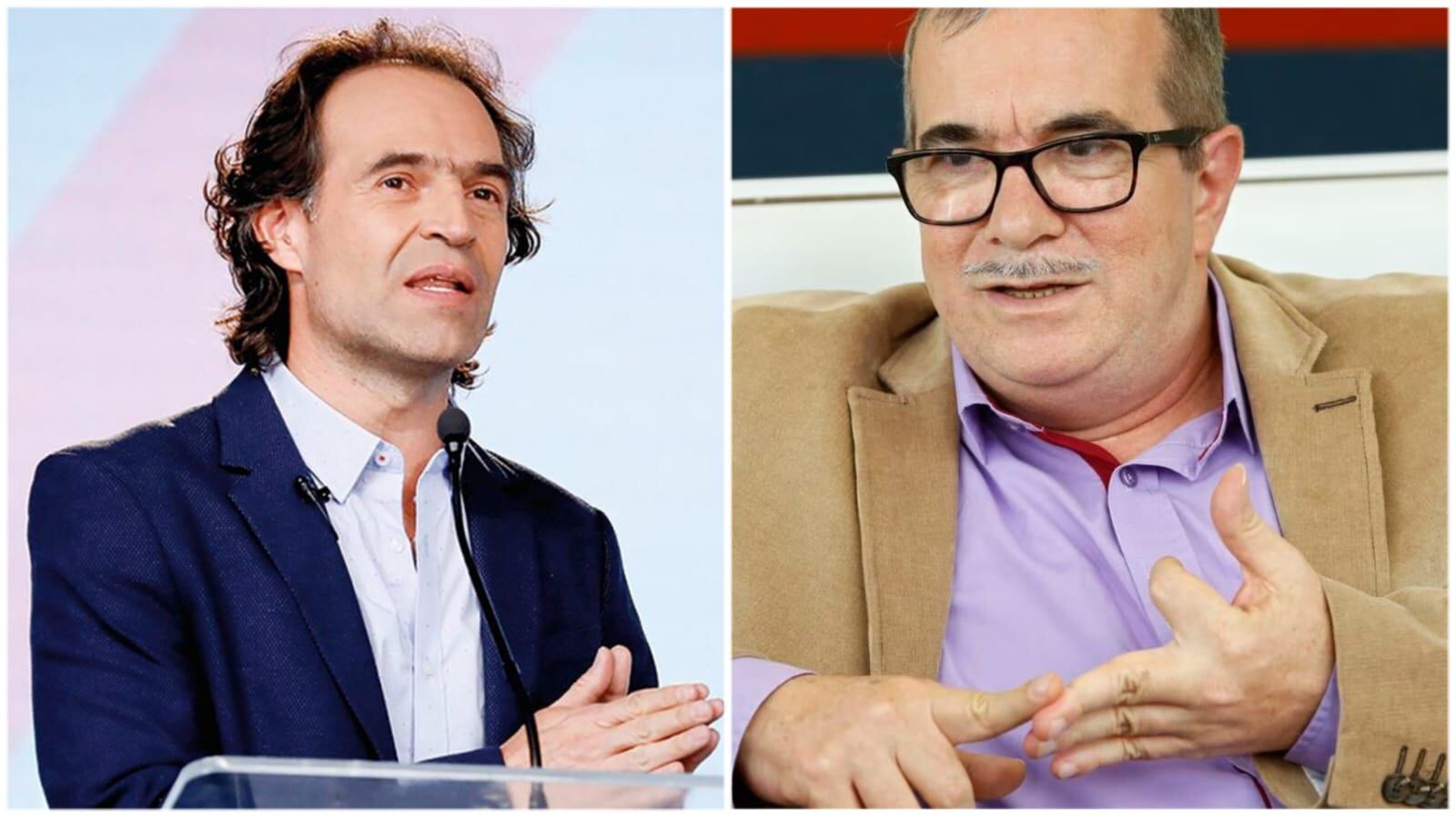 federico fico gutiérrez  y Rodrigo Londoño, conocido como Timochenko, actual presidente del Partido Comunes -