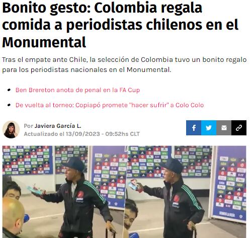 La nota de RedGol sobre el gesto solidario de Amaral.