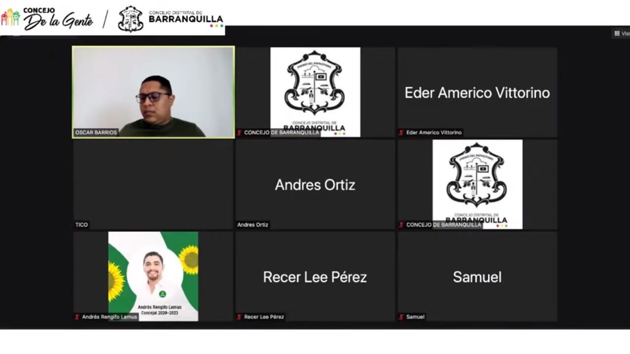 Pantallazo de sesión de la Comisión Tercera del Concejo de Barraquilla