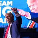 Republican presidential nominee former President Donald Trump gestures at a campaign rally at Van Andel Arena, Tuesday, Nov. 5, 2024, in Grand Rapids, Mich. (AP Photo/Evan Vucci)