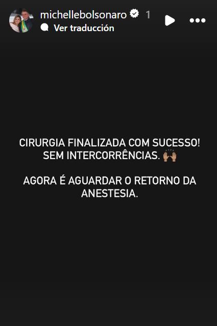 Mensaje publicado por Michelle Bolsonaro.