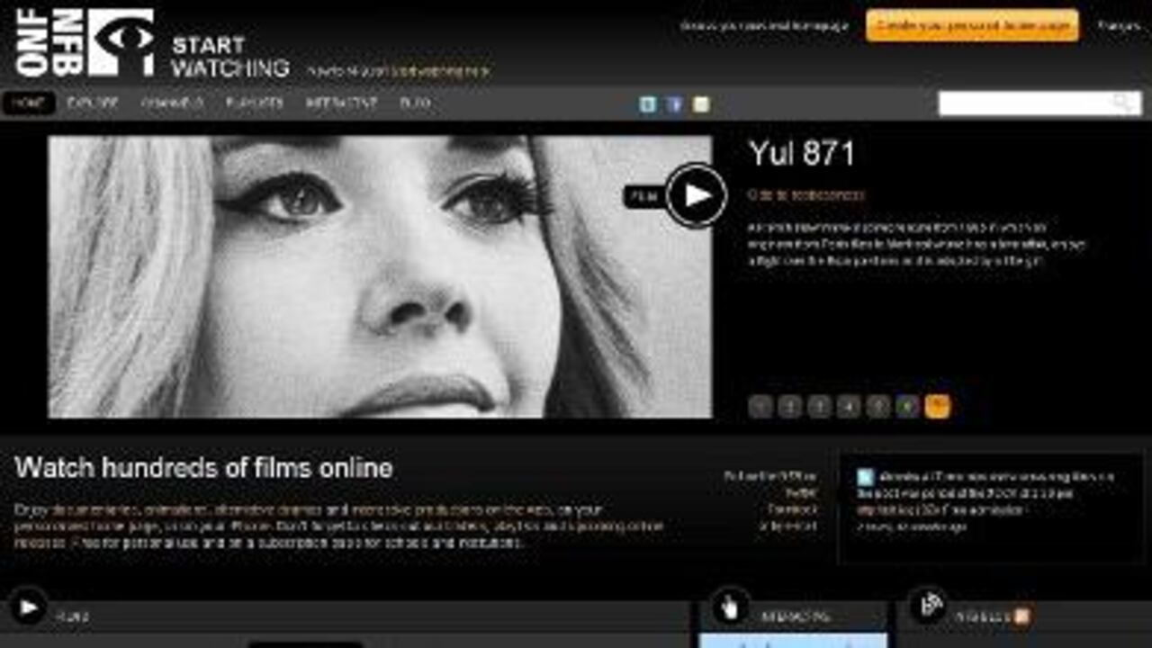 Página de la National Film Board of Canada, en donde pueden encontrarse centanares de documentales y cortometrajes de animación.