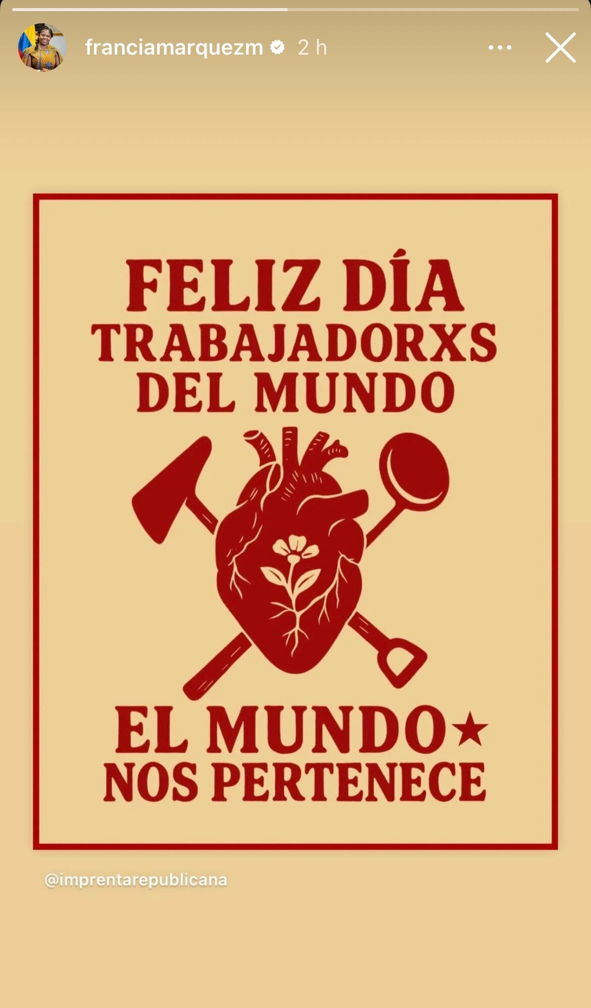 Imagen que compartió Francia Márquez en sus redes sociales