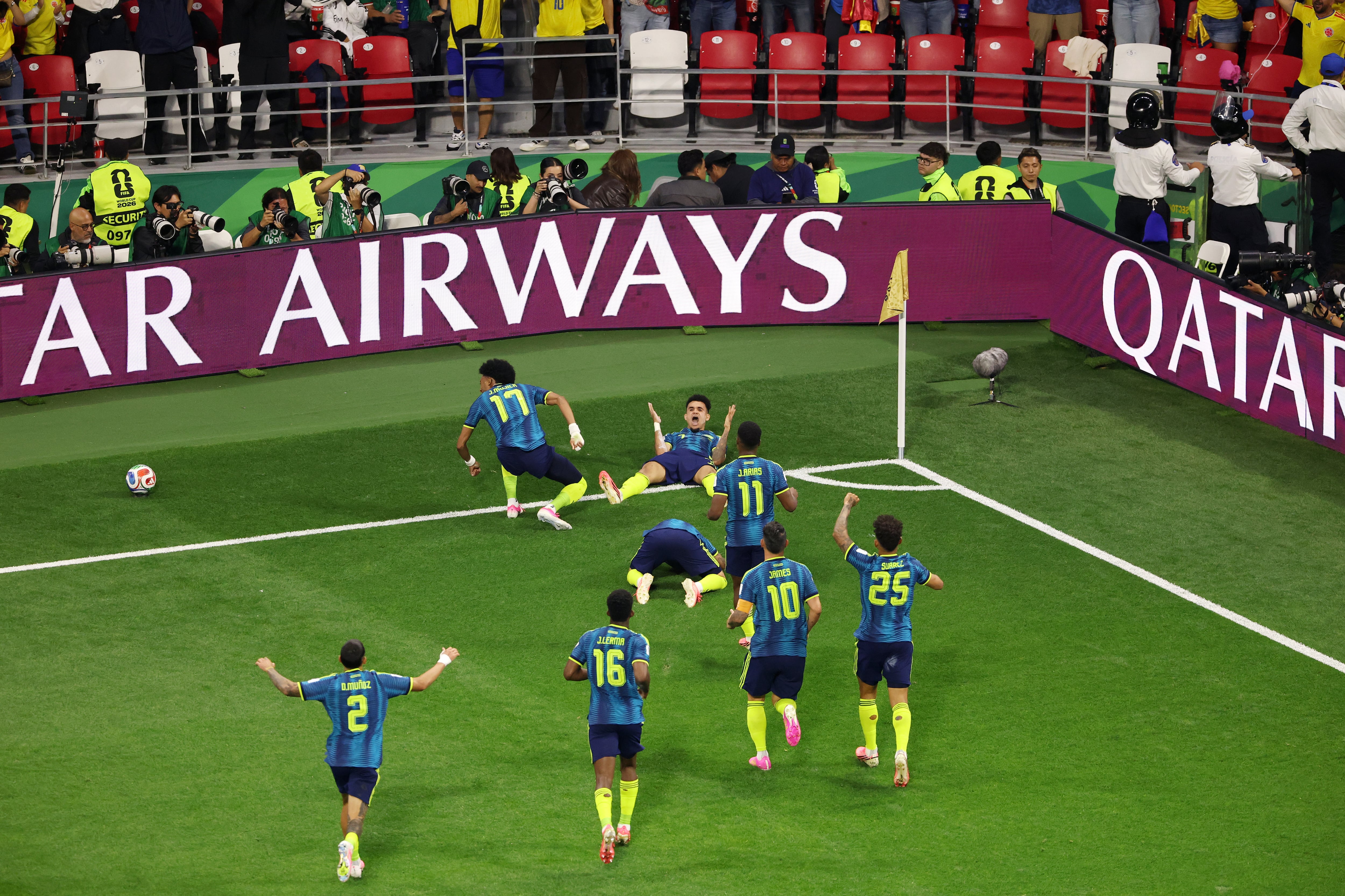 Celebración de la Selección Colombia en el gol de Luis Díaz ante Uzbekistán en el Mundial 2026